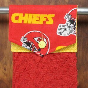 KANSAS CITY CHIEFS RED HANDMADE HANGING KITCHEN HAND TOWEL RED COTTON TOWEL